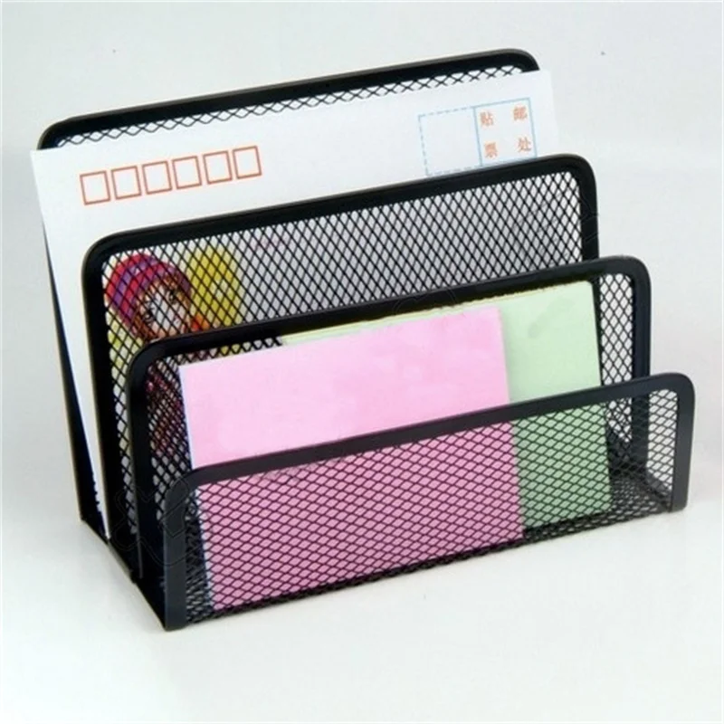 2019 Newest Office Supplies Stationery Black Metal Mesh Book Envelope Desk Organizer  Desktop Notepad  Letter Sorter