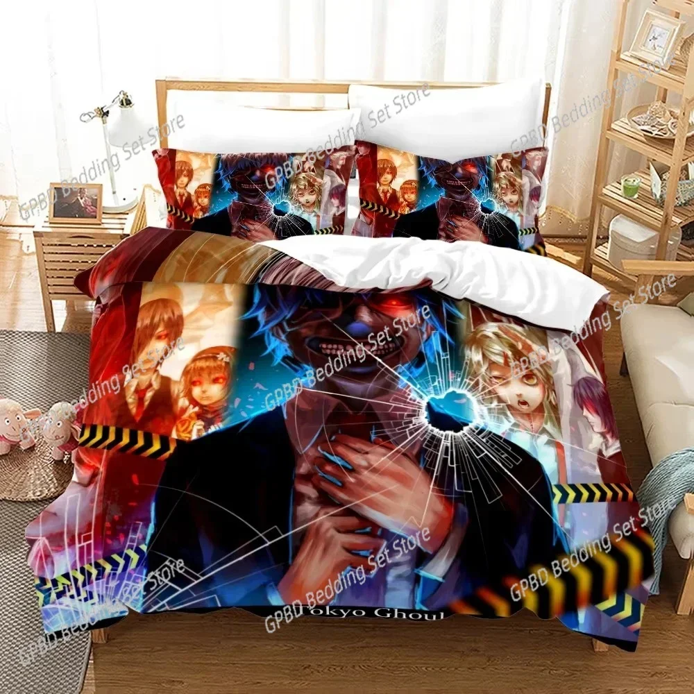 3D Printing Anime Tokyo Ghoul 3D Bedding Set Duvet Cover Pillowcases Single Twin Full Queen King Size Home Decor Quilt Boys Gift