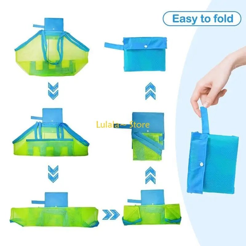 Y4QA Big SizeNet Bag for Totes for Shell Storage for Kids Beach Collection Clothes Children Outdoor Travel Quick Dry Tot
