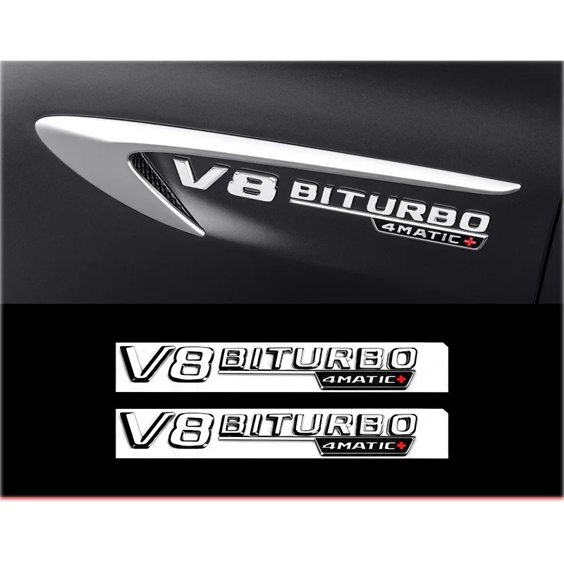 For Mercedes Benz Silver Black X253 C253 GLC43 GLC63 GLC63s GLC 63 S AMG Emblem V8 BITURBO 4MATIC 4MATIC+ Emblems Badges