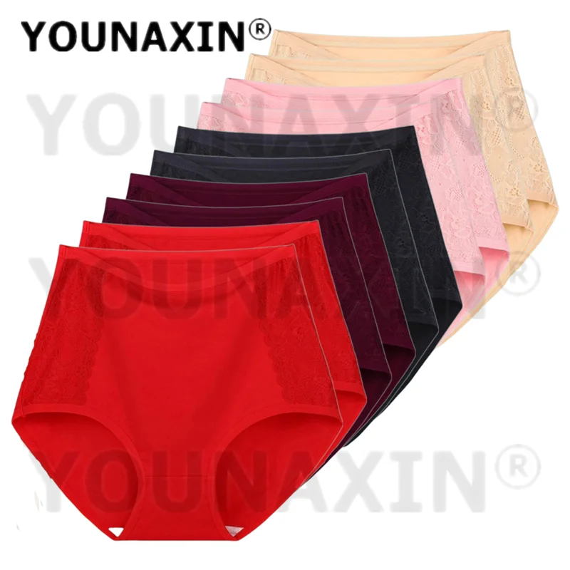 YOUNAXIN 10 Pieces Women's Underwear Abdominal Panties Middle-aged Briefs Plus Size XL-6XL Underpants Wholesale