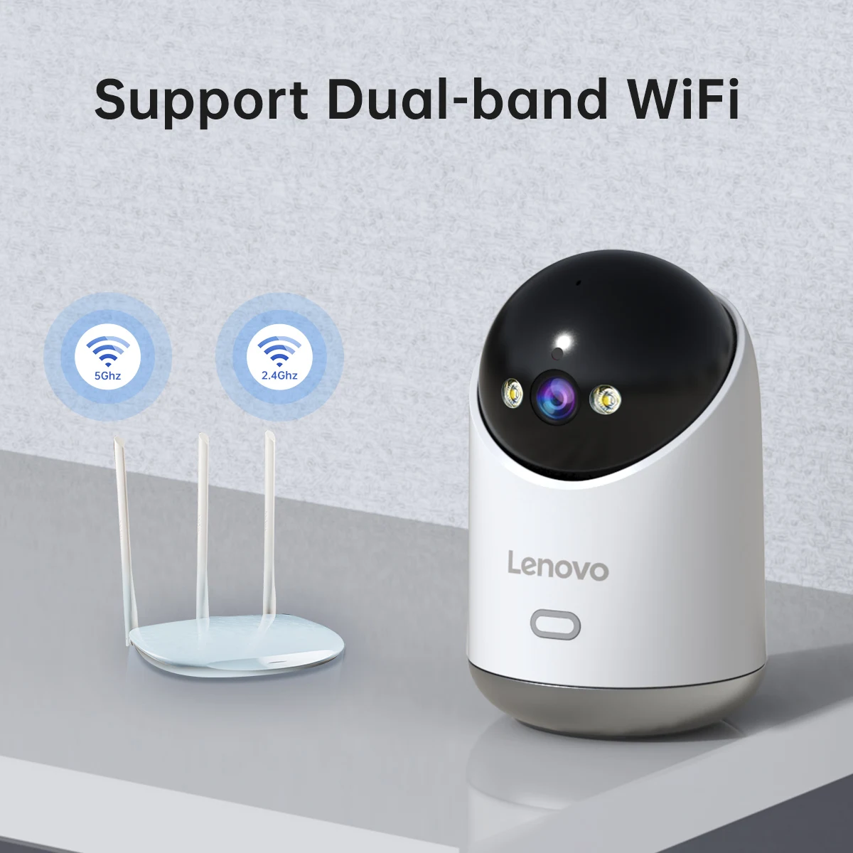 Lenovo Telecamera WiFi da 3 MP Smart Home Telecamera di sorveglianza IP wireless per interni Monitoraggio automatico Sicurezza CCTV Sorveglianza