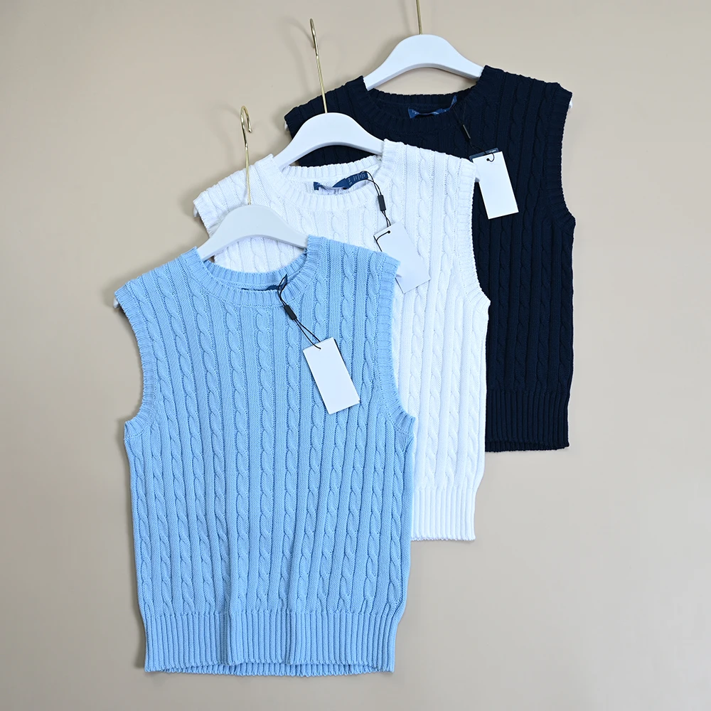 

Slim Fit Knitted Vest Summer New Sle Svel Twist Flower Label Women's Top Small Fraance Sle Commute Sle Regular ...