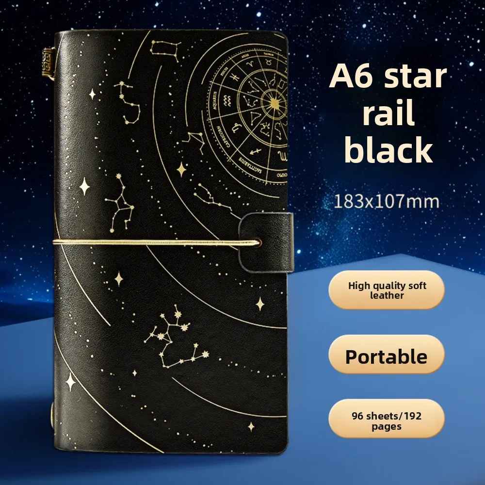 Retro Gold Stamping Notebook Leather Cover Twelve Constellations Starry Sky Notebook Waterproof Smooth Writing