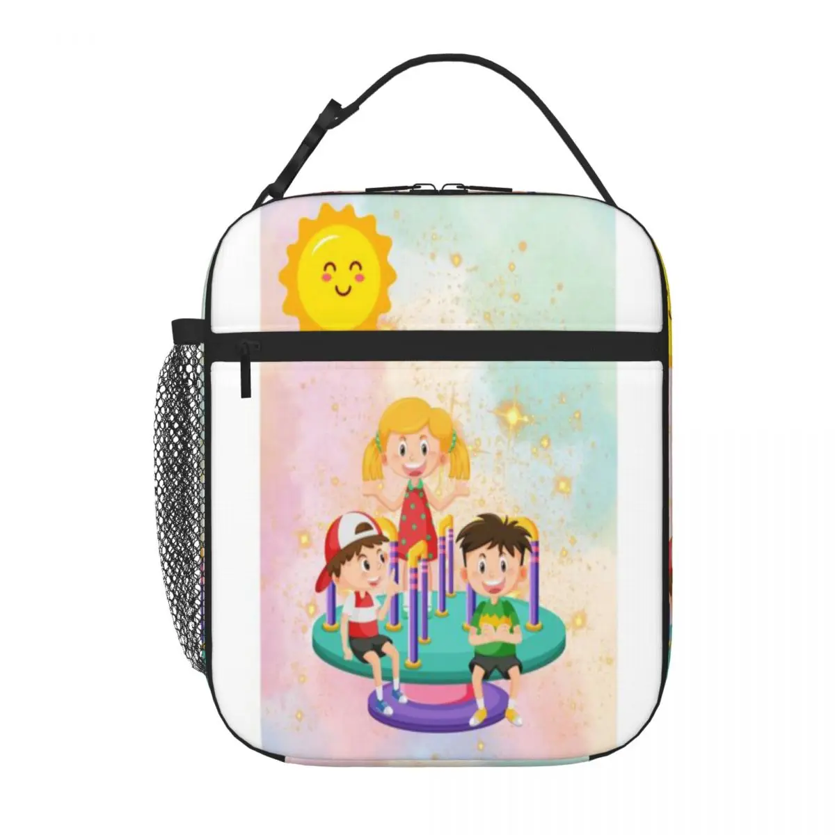 Hot Sale LET S RAISE HAPPY CHILDREN Dual Use Large Lunch Bag Daily Commuting Meal Prep Bag