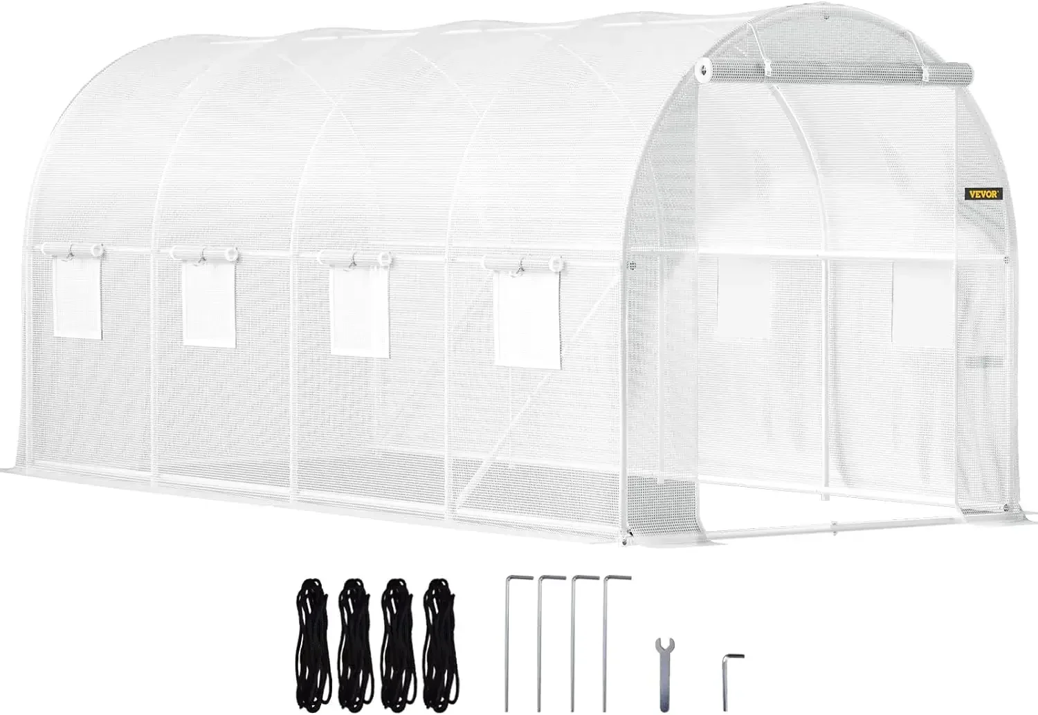 7 ft Walk-in Tunnel Greenhouse, Portable Plant Hot House w/ Galvanized Steel Hoops, 1 Top Beam, Diagonal Poles, Zippered Door