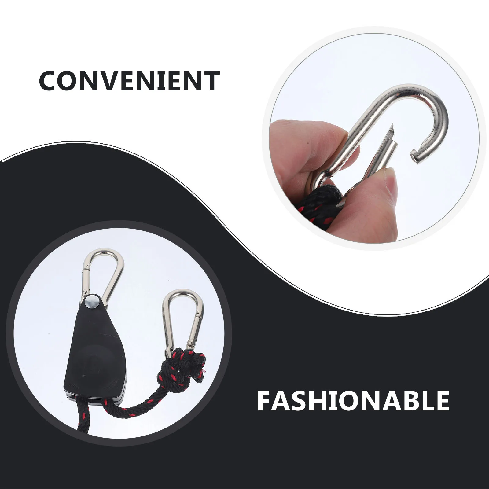 2pcs 1/4 Inch Adjustable Grow Rope Hanger Heavy Duty Sturdy Locking Carabiner Rust Resistant Indoor Plant Light Support Ratchet