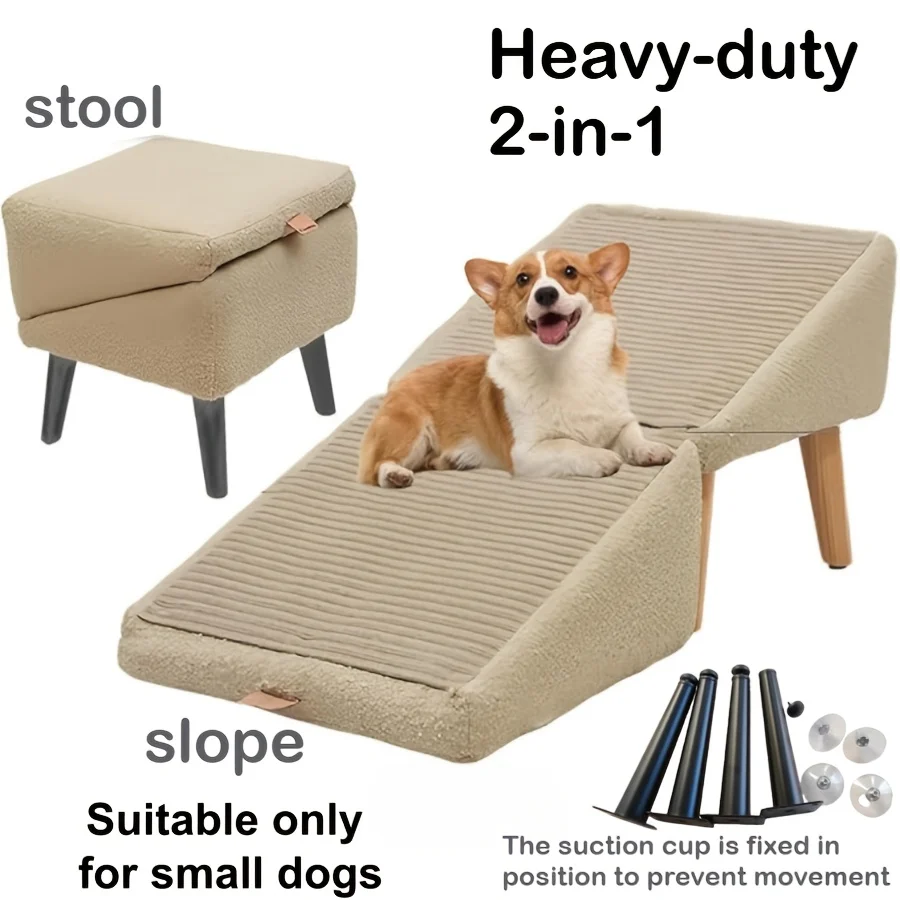 

2-In-1, Foldable Separate Dog Ramp, Multi-Functional Heavy-Duty Pet Staircase And Stairs, Ottoman-Style Dog Ramp, Suitable for S