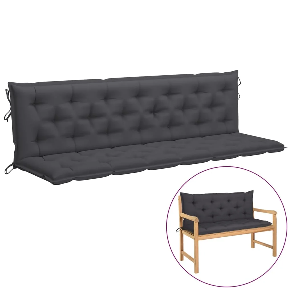 Wide-shouldered bench designed for Oxford fabric of Garden No.2 anthracite 200x50x7cm. Cushion/cushion