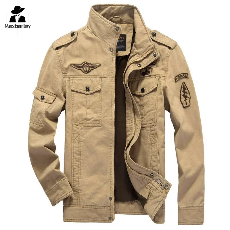 Autumn And Winter Pilot Cargo Jacket Men's Vintage Army Green Pure Cotton Pocket Work Coat Hiking Camping Windproof Jacket