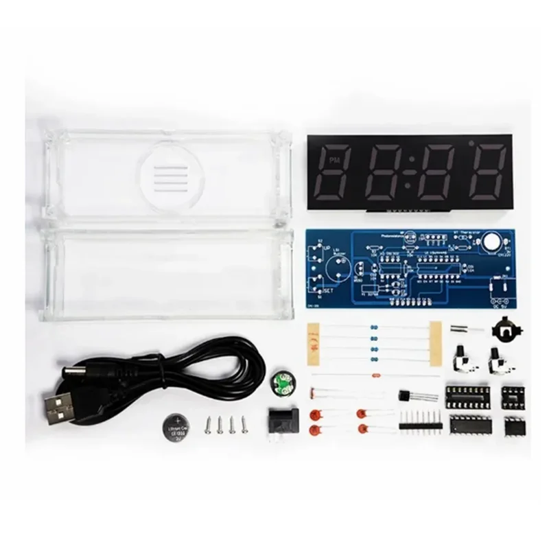 diy clock kit digital tube temperature alarm week display 51 MCU DS1302 diy electronic kit soldering subjest assembly