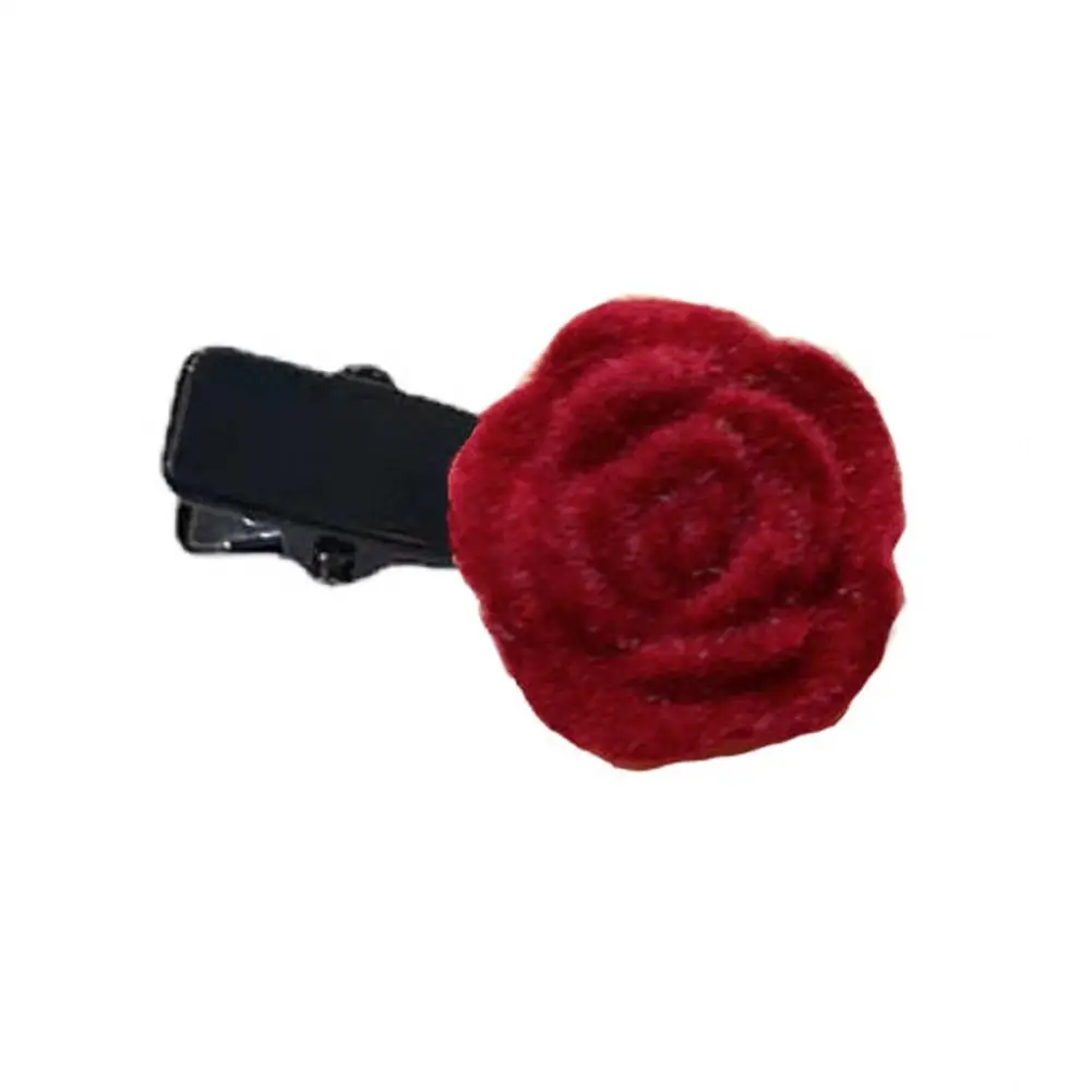 Korean Red Velvet Rose Hair Clips For Women Small Flower Hairpins Girls Elegant Hair Clip Pin Barrettes Wedding Hair Access D6Y9