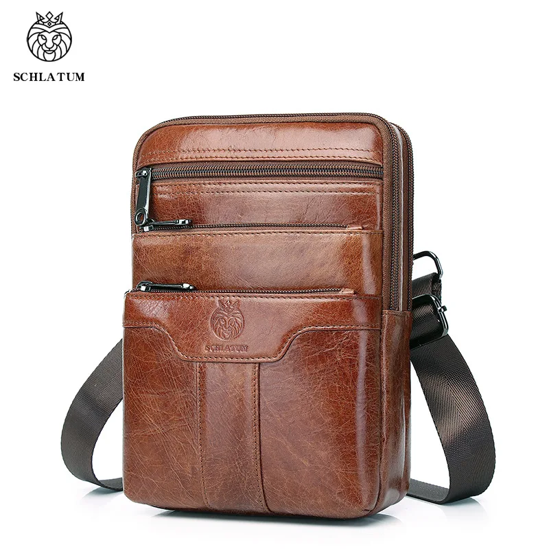 

New Men's Genuine Cow Leather Chest Bag Man Small Shoulder Casual Male Crossbody Waist Bags