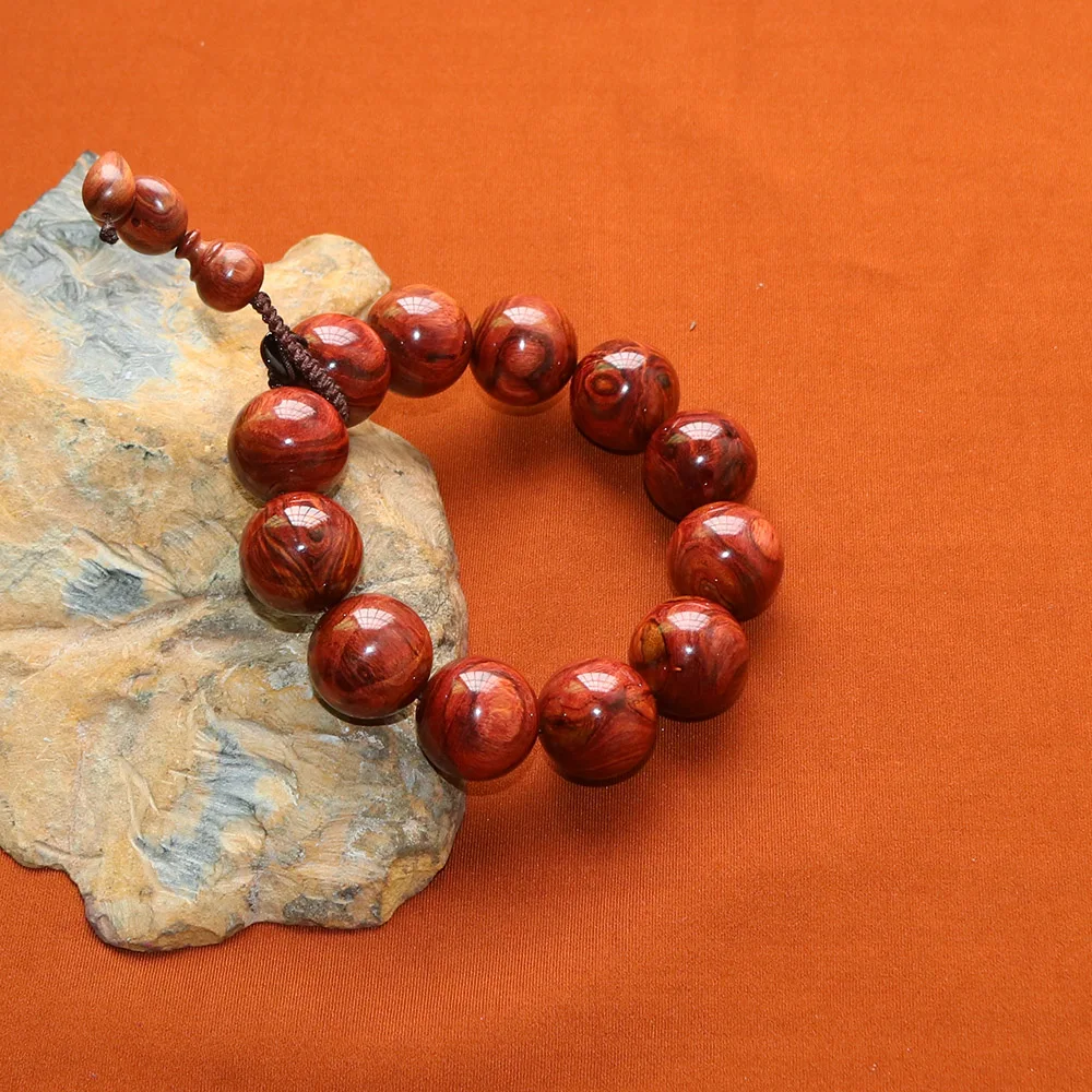 20mm Prayer Beads Bracelet Genuine Natural Chinese HaiNan HuangHuaLi Rosewood Mala Bangle For Men Gift