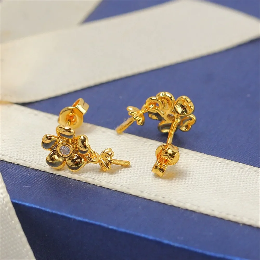 

Gold Plated Pearl Earring Settings, DIY Jewelry Making Supplies, Blank Ear Stud Bases for Handmade Accessories, 1pair No Pearl
