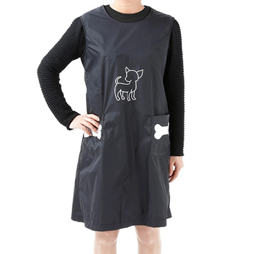 

High Quality Pet Cosmetologist Uniform Black Waterproof Grooming Robe Size M