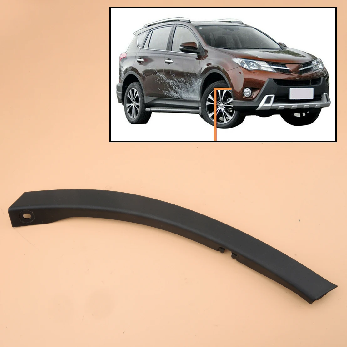 521120R040 Front Right Black Plastic Bumper Wheel Fender Molding Trim Strip Fit for Toyota RAV4 2015 2014 2013