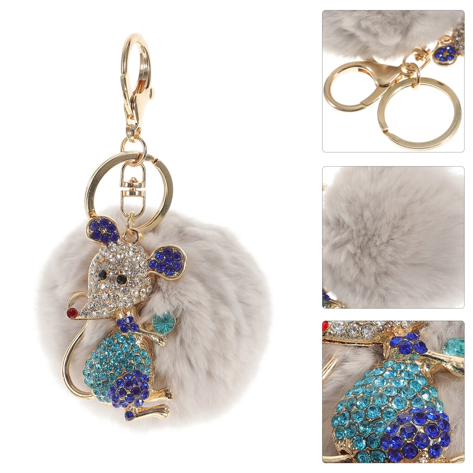 Funny Small Mouse Rhinestone Key Holder Random Color Cute Keychains Bag Pendant Kids Girls Gift Decoration Keychains