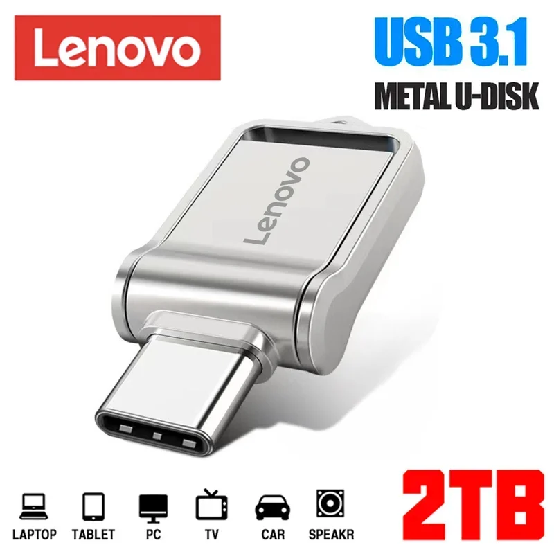 Lenovo Original USB 3.1 Flash Drive 2TB High-Speed Transfer Pen Drive 1TB Large Capacity Waterproof Storage Devices For Computer