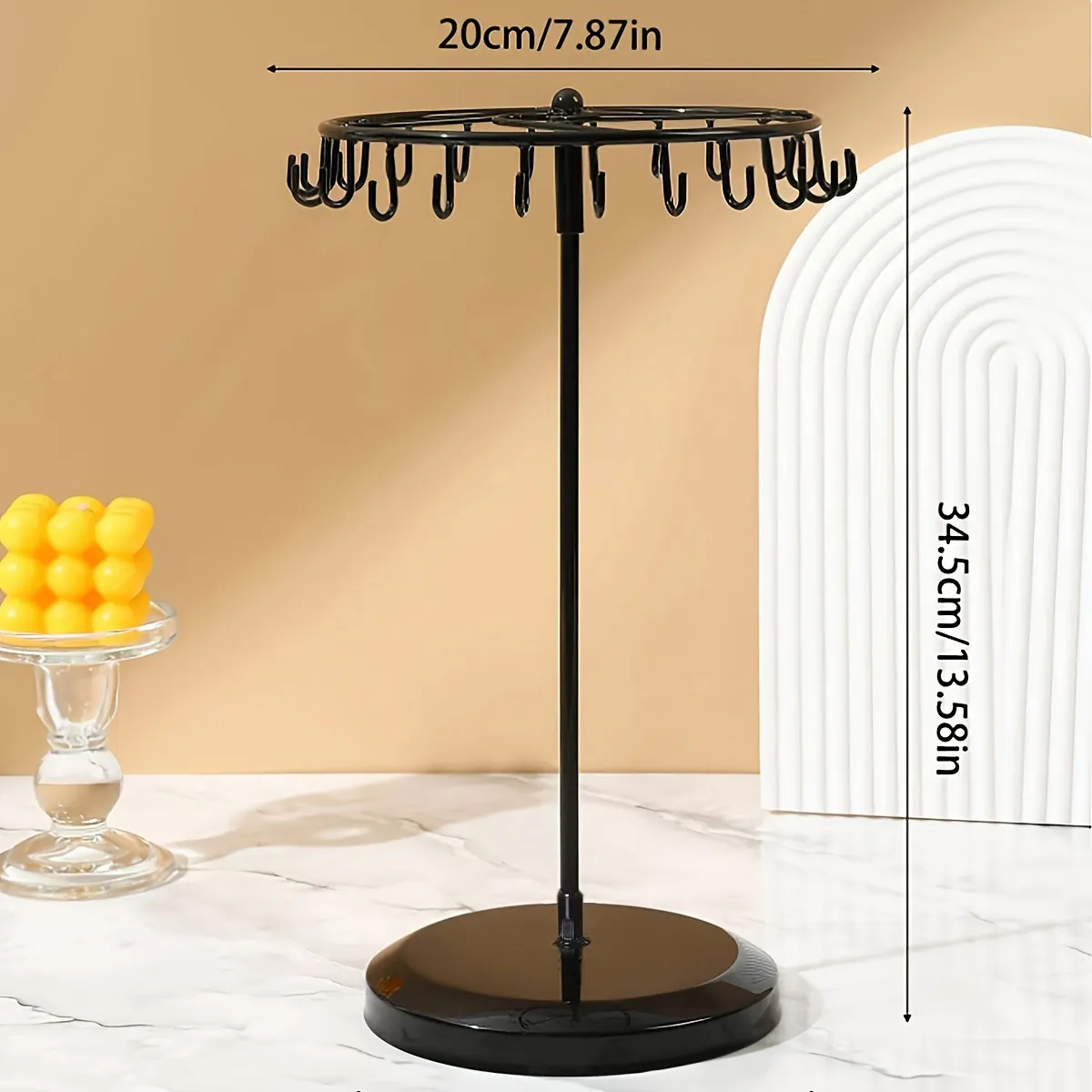 1 stuks ijzeren sieradenrek, roterend kettingdisplayrek met 23 haken, sieradenopbergrek, geschikt voor oorbellen, armbanden, enz.