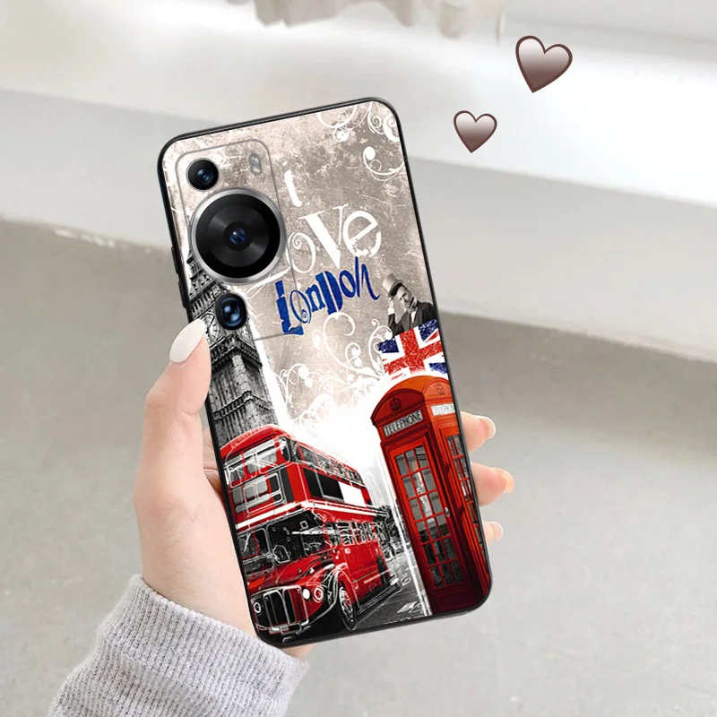 Matte Phone Case for Huawei P20 Pro P Smart P40 P30 Lite Moto G30 G31 G200 One Fusion London Eiffel Paris Soft Black Case Funda