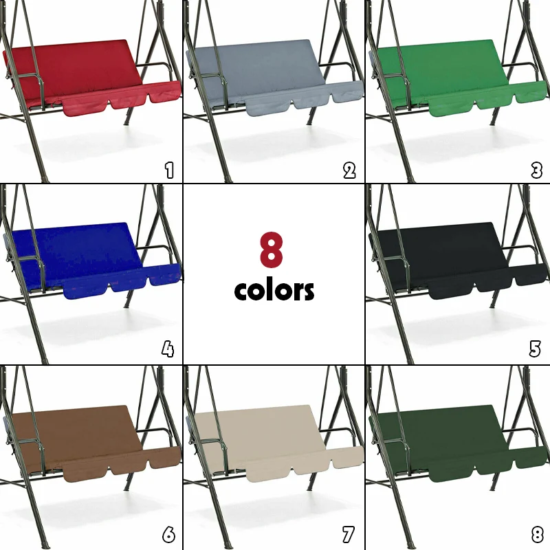 3-Seater Outdoor Swing Chair Canopies Seat Cushion Cover Waterproof Replacement For Garden Yard Furniture Cloth Hood No Frame image 4