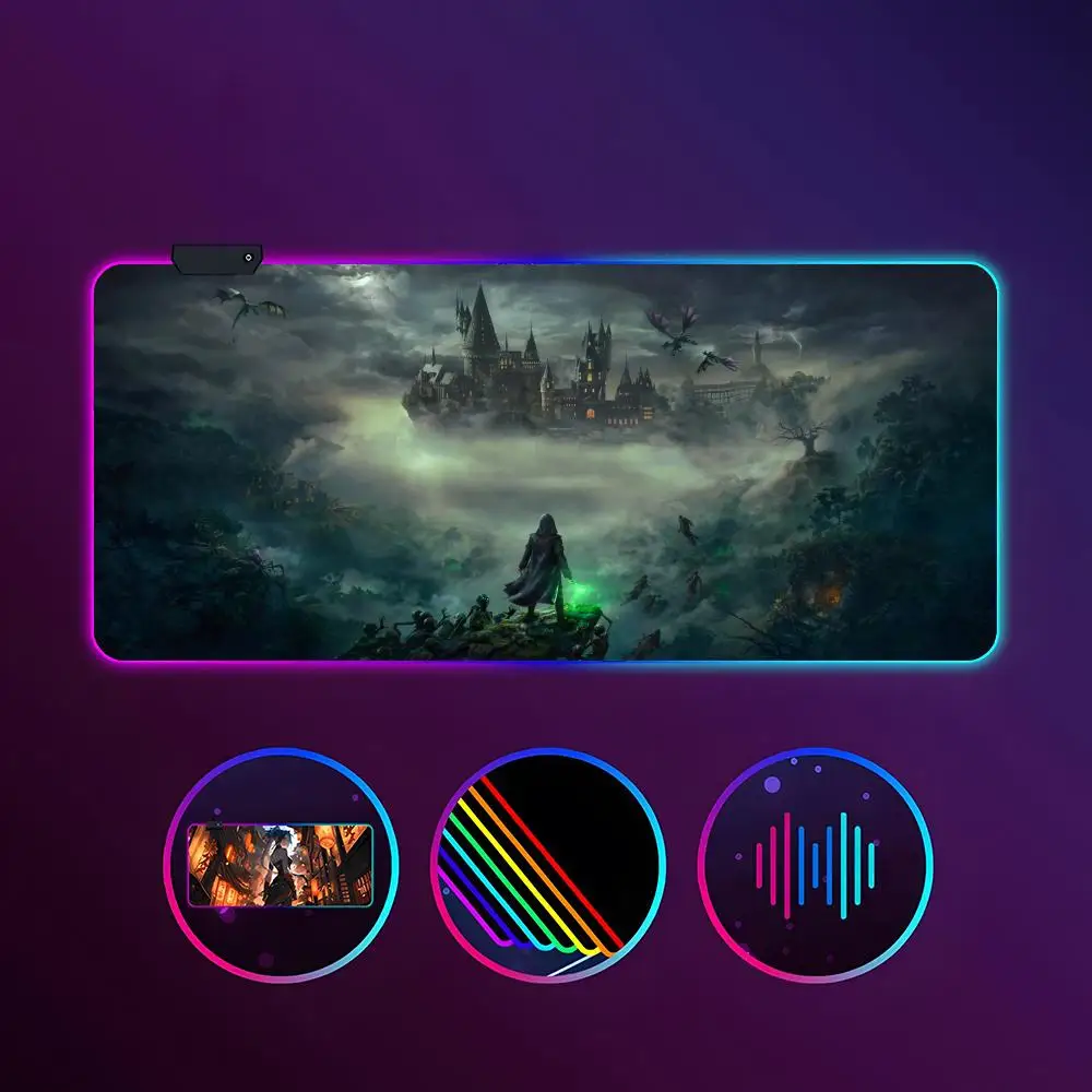 

Art Potters Wand Harries Black Mouse Pad RGB Luminous 900X400mm Large Table Mat Non-slip Extra Large Game Office Mouse Pad