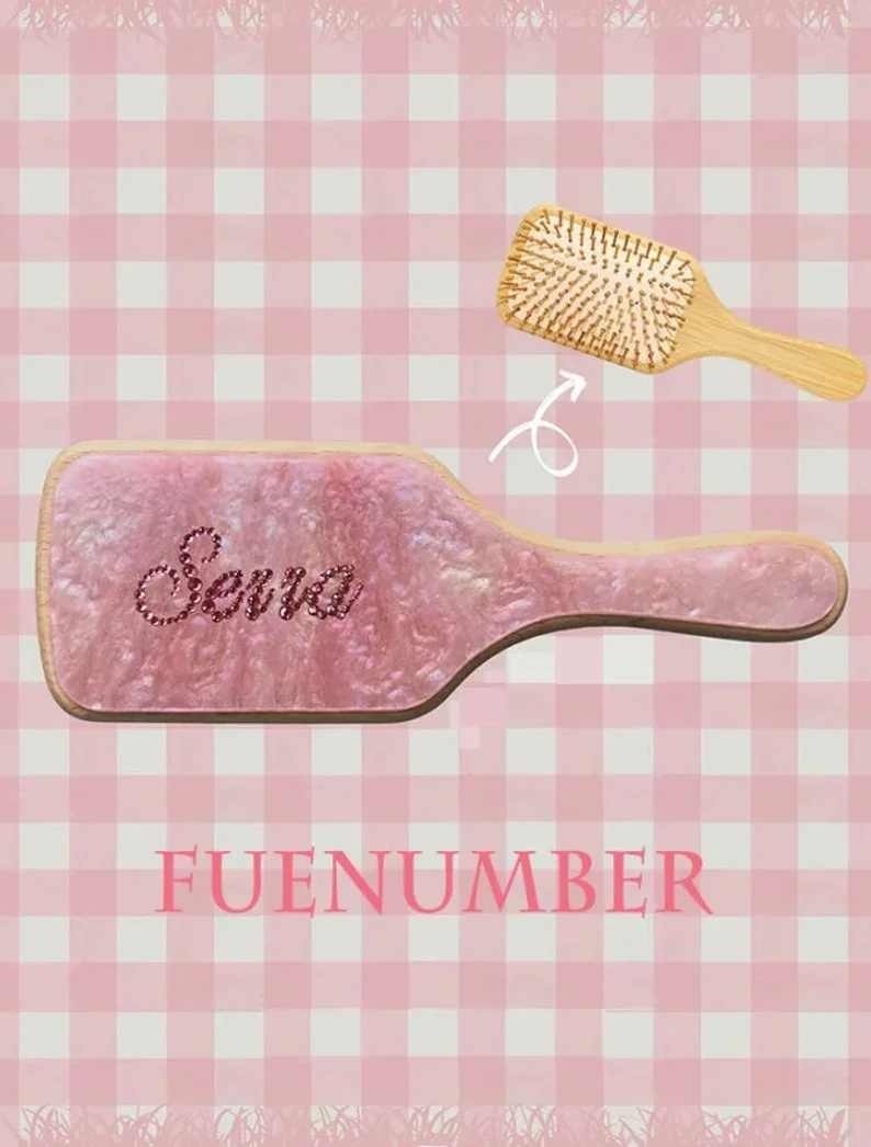 

Personalized Hair Brush Custom Big Size Name Hair Brush Pink Blue White Comb, Rhinestone Name Hair Brush, Long Hair Care