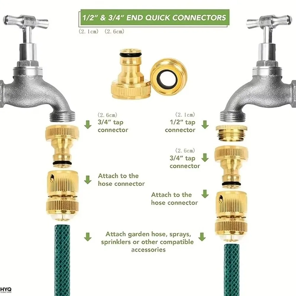 Aluminum Alloy Hose Quick Connector Quick Connect Copper Plated Garden Watering Adapter 1/2