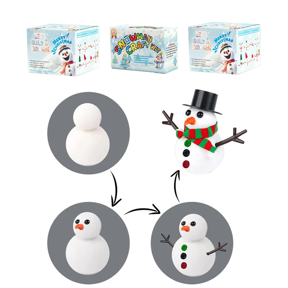 Dekorasi Natal Kit Pembuatan Boneka Salju dari Tanah Liat DIY Kerajinan Tangan Boneka Salju dari Tanah Liat Mainan Pesta Anak-anak Hadiah Natal Ideal