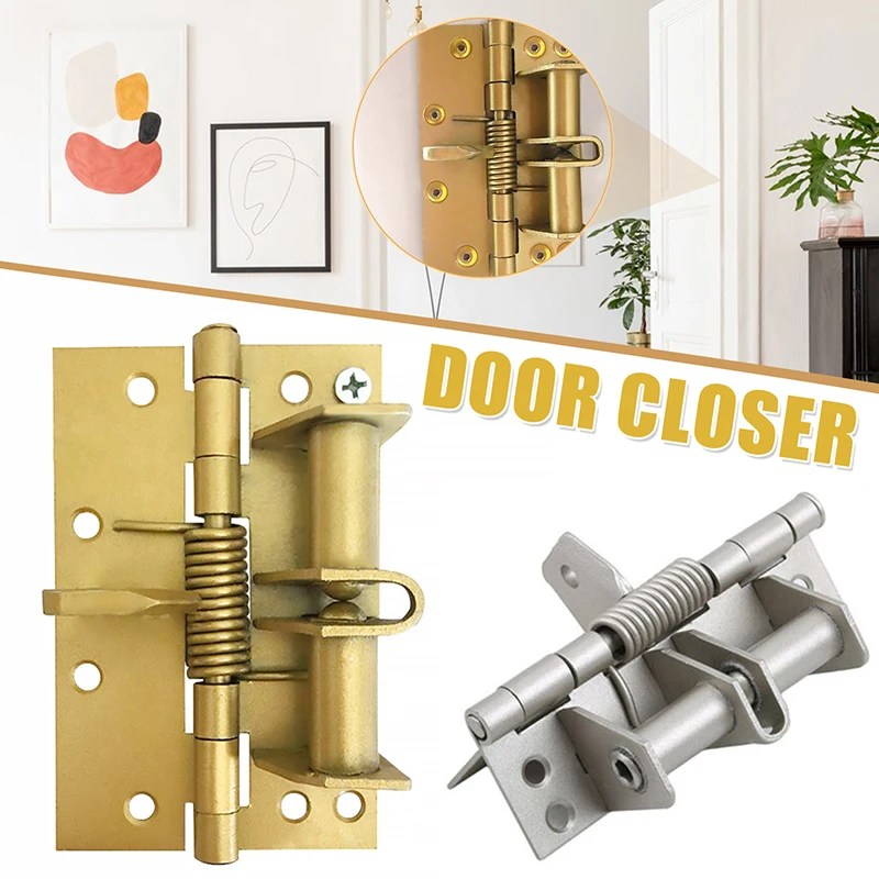 Automatic Door Closing Hinge Architectural Pantry Satin Brushed Hinge for Left and Right Hand Door Brass Golden