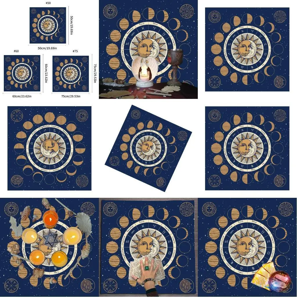 

U2JB Tarots Tablecloth Divinations Table Cover 3 Size Option Board Game Table Cloth