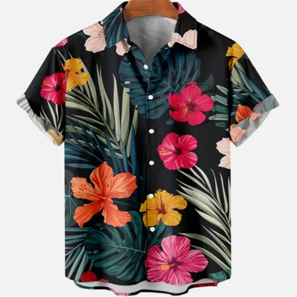 Summer Plant Pattern Beach Short Sleeve Oversized Casual Shirt Hawaiian Shirt Man Harajuku High Quality Stylish Men's Clothing