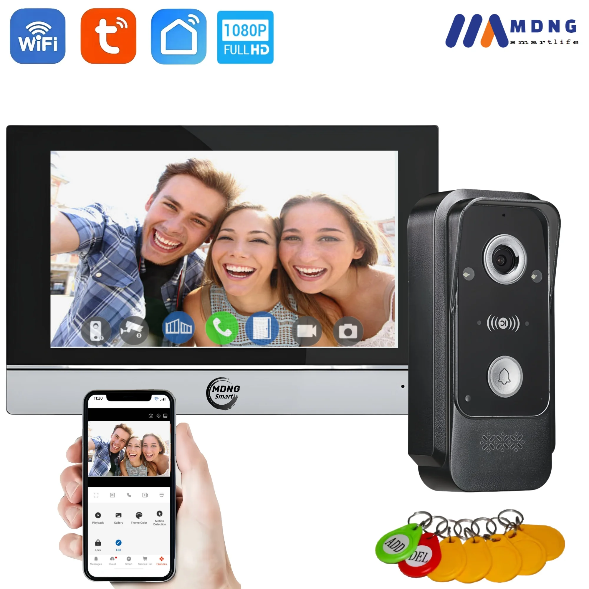10" WIFI Video Intercom System Tuya Smart Electronic Doorman Dual Unlock 7" IPS Touch Screen Connected 1080P Outdoor AHD Camera