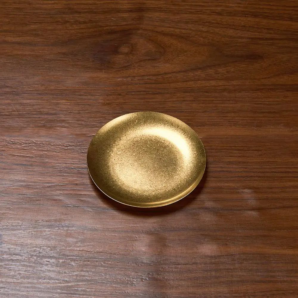 Vintage Industrial Style Stainless Steel Round Tray Golden Dessert Plate Shallow Serving Dish Decorative Kitchenware