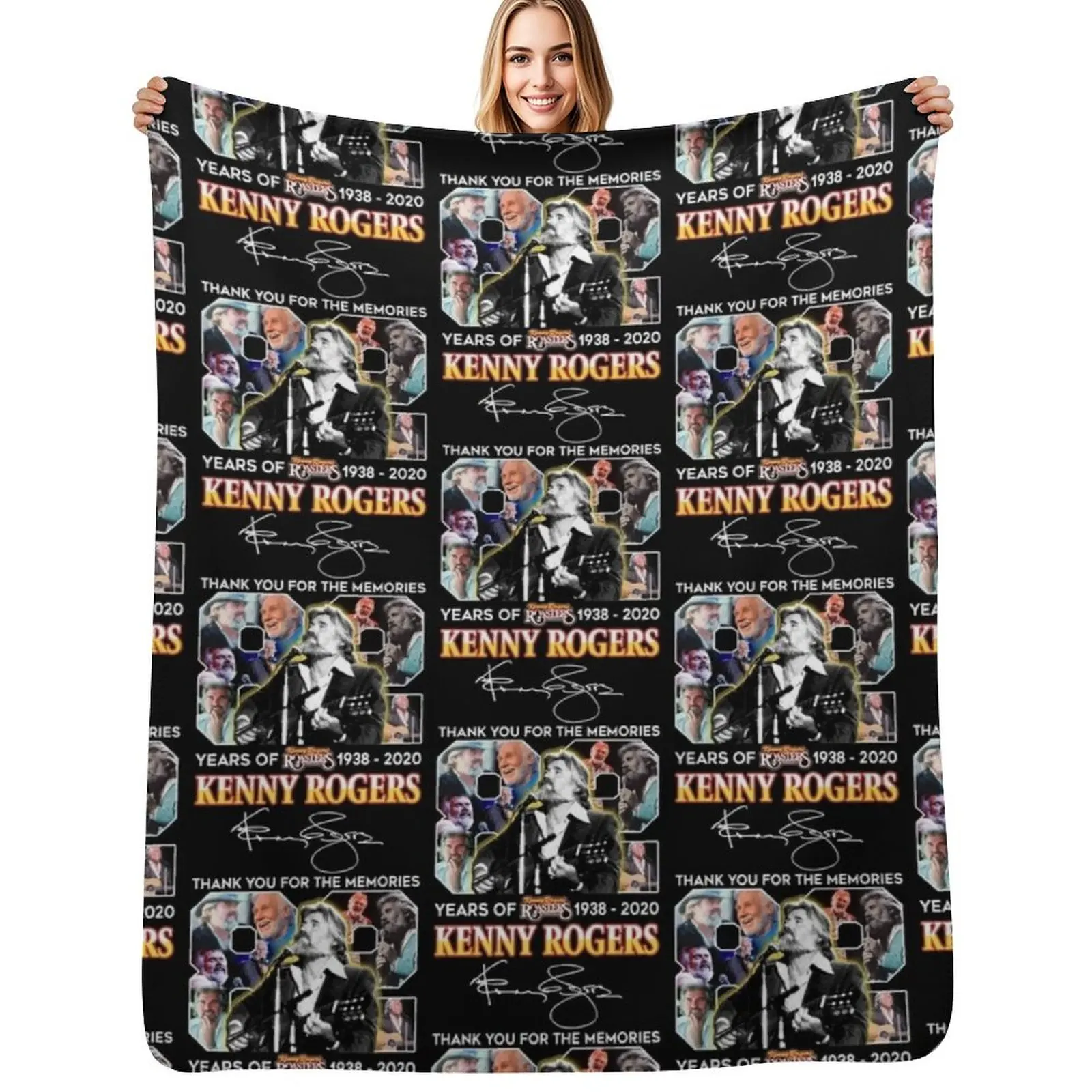 

82 years of Kenny Rogers thank you for the memories signature Throw Blanket Tourist Summer Beddings Winter beds Luxury Blankets