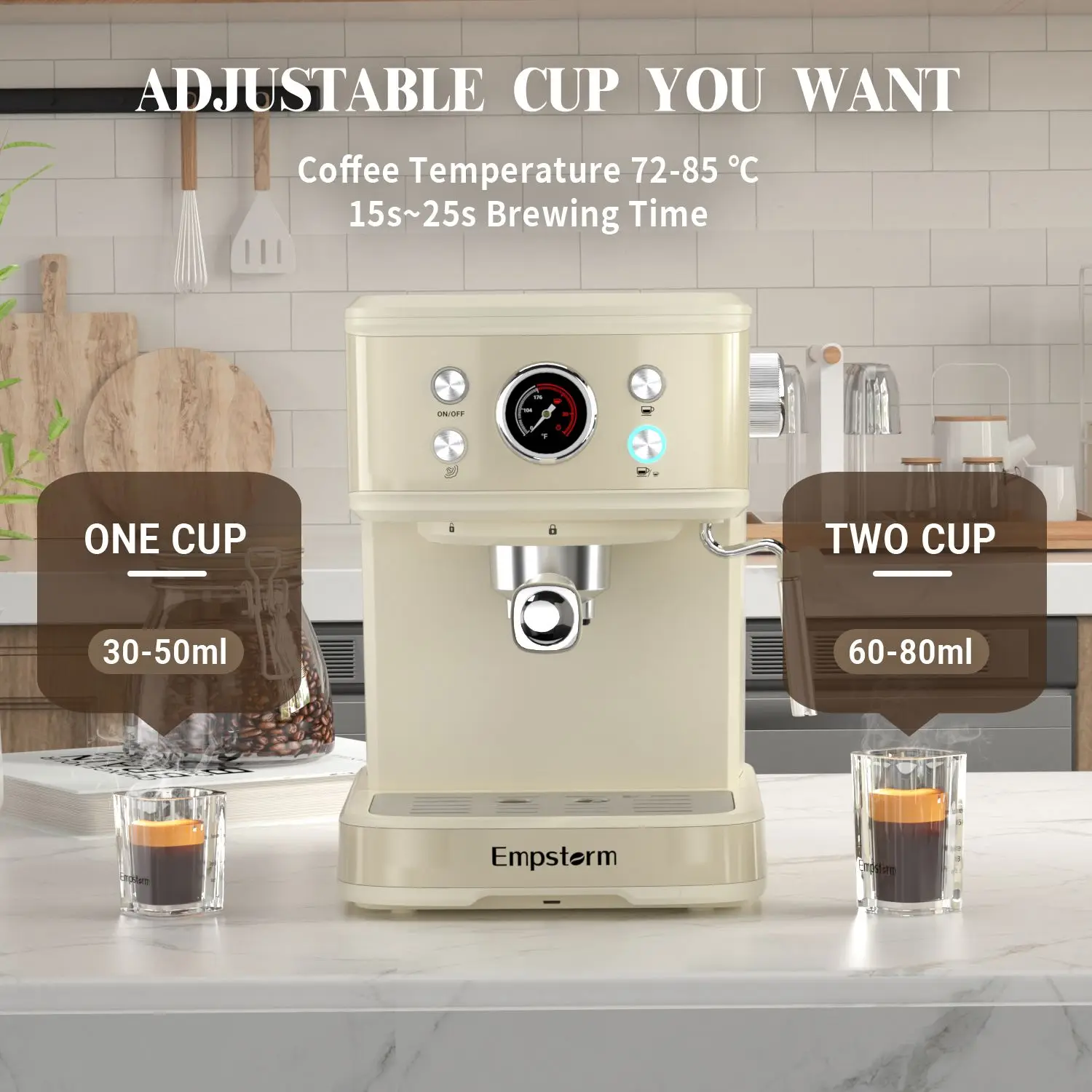 Empstorm-máquina de café comercial semiautomática, máquina de café expreso y capuchino con tanque de agua visible, nueva marca