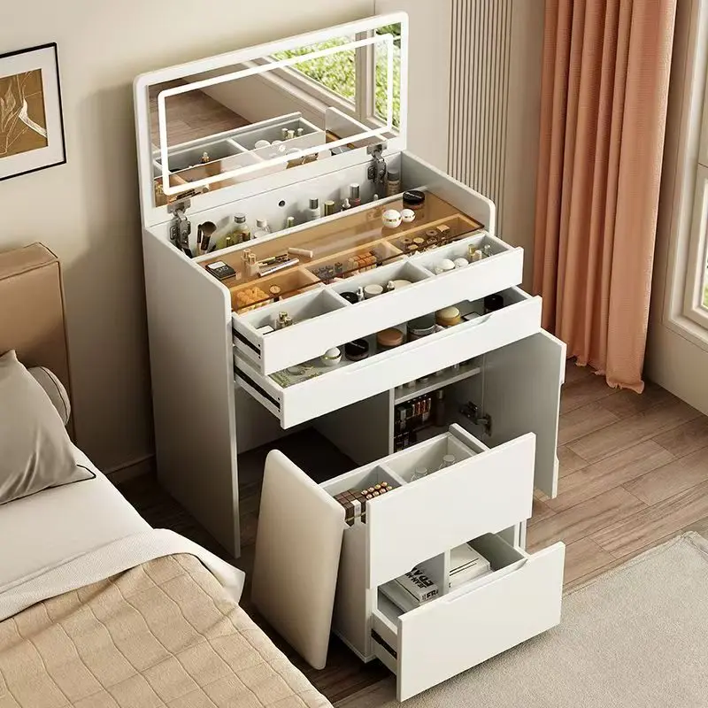 ……&Minimalist Modern Wooden Storage Simple Cheap Make up Dresser Tables Set Vanity Desk With Intelligent Mirror