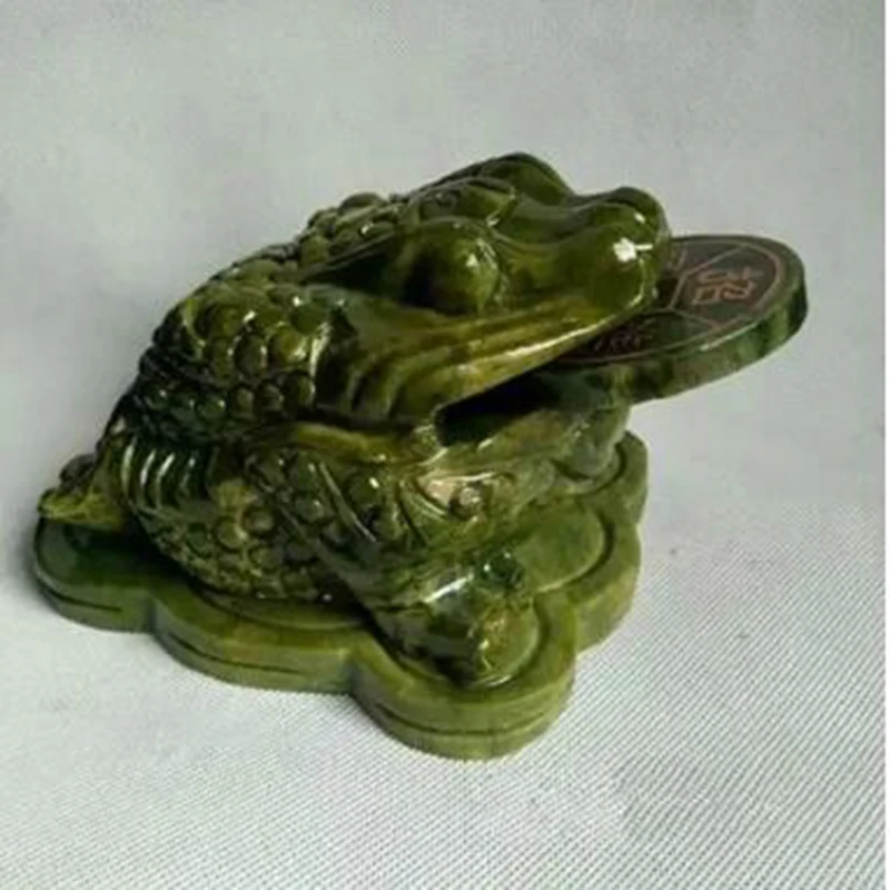 

Collection Chinese Natural Jade Jade Carving Ornaments Jade Carved Jade Feng Shui Decoration Toad Animal Statue