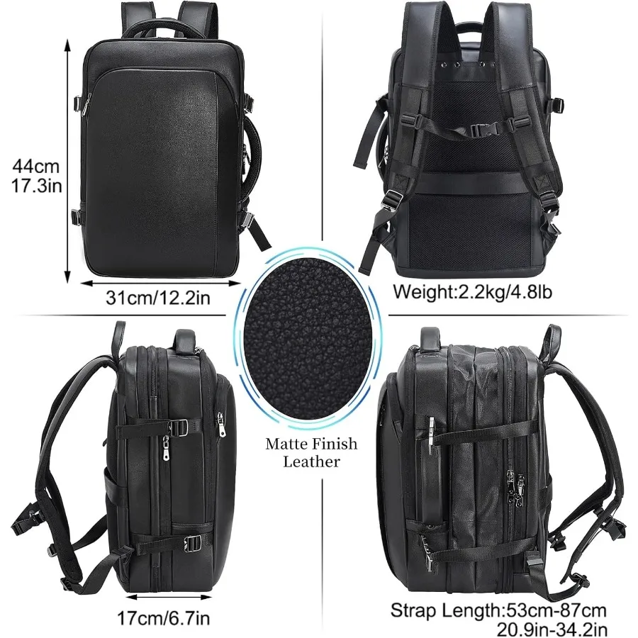 حقيبة ظهر للكمبيوتر المحمول مقاس 15.6 بوصة من Masa Kawa للرجال قابلة للتوسيع 36L حقيبة سفر للأعمال Daypack حقيبة عطلة نهاية الأسبوع #3