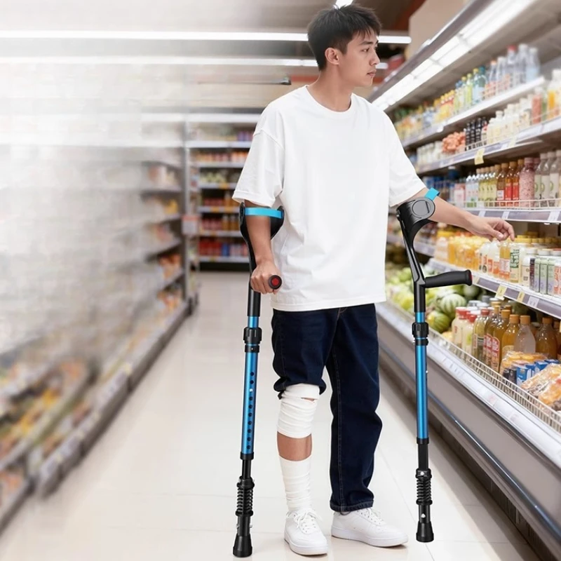 

Folding Walking Stick Adjustable Telescopic Underarm Cane Elbow Crutches Half-circle Arm Rest Seniors Disabled Trekking Hiking