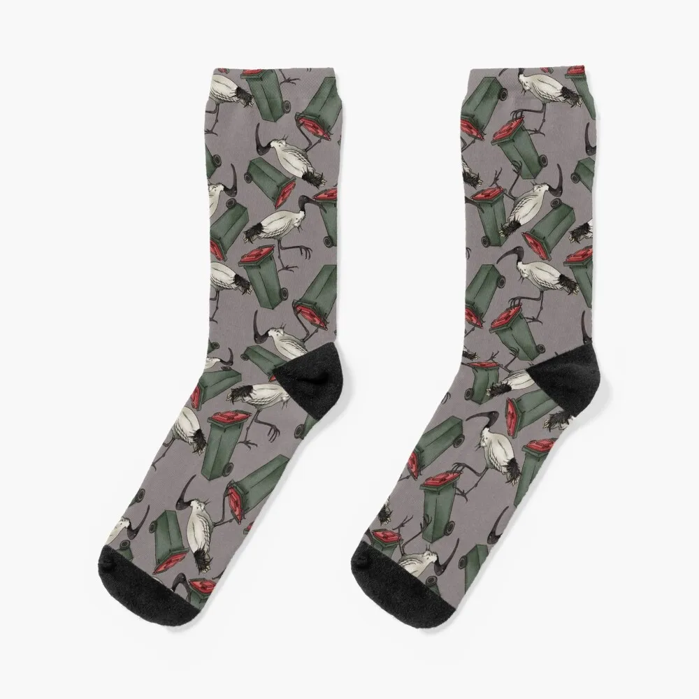 Bin Chickens - Grey Socks black socks winter socks funny gift Women Socks Men's