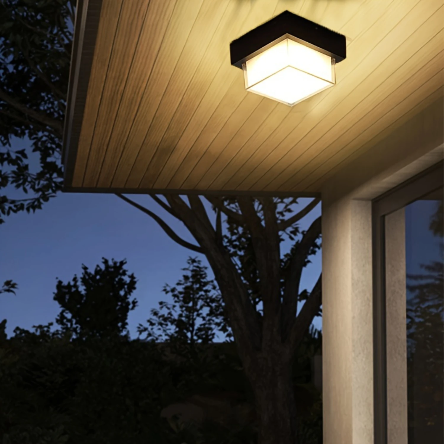 New Stylish Modern Outdoor Flush Mount Ceiling Light Fixture with Enhanced Motion Sensor for Added Security, Energy-Efficient Wa