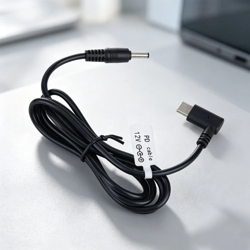 USB C to DC3.5X1.35MM 12V Power Cable with 90 Degree Type C End and Center Positive Tip for Small Electronics and Home 896C