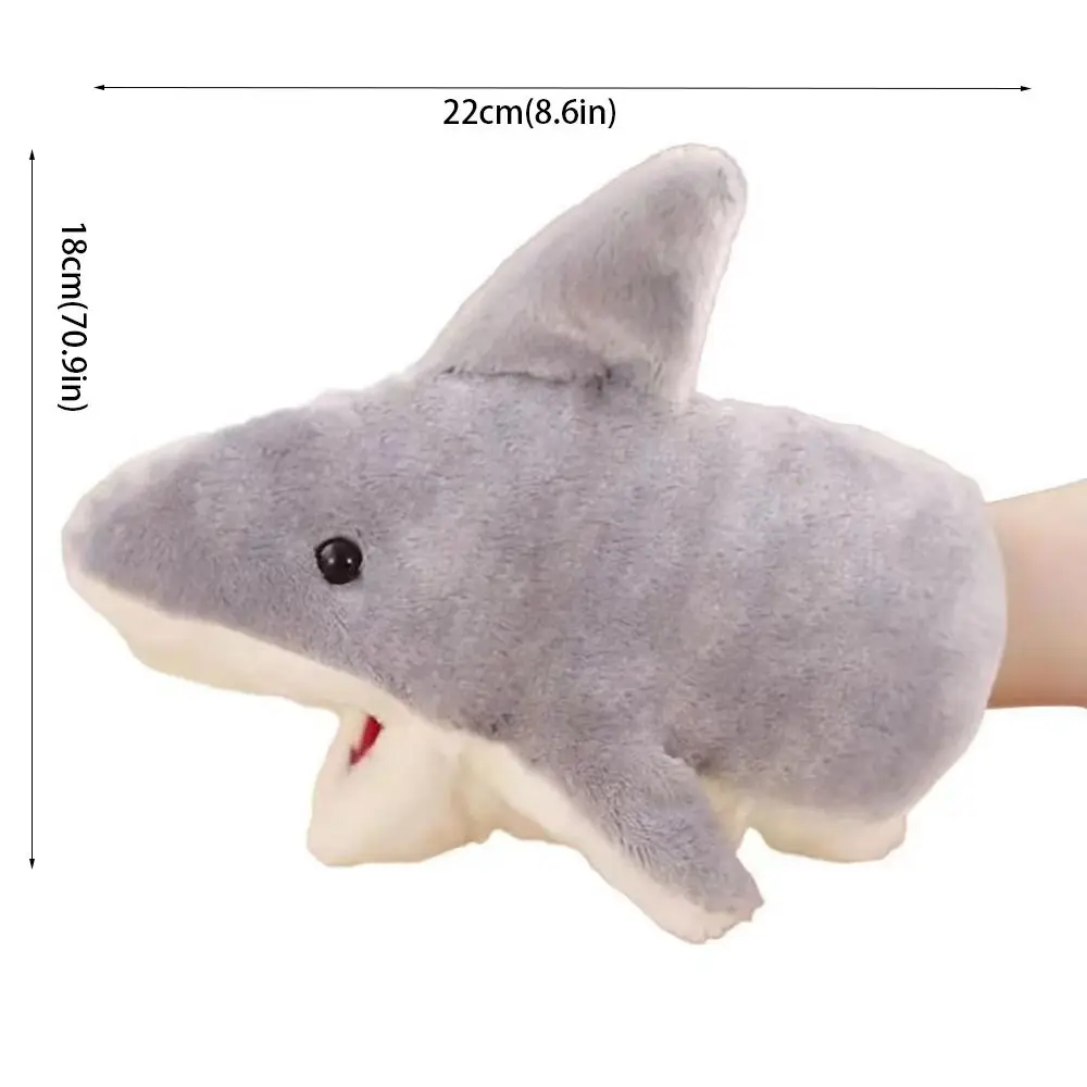 Interactive 20cm Size Shark Hand Puppet Cute Open Mouth Stuffed Plush Animal Toy Cartoon Plush Interactive Toy Children Play
