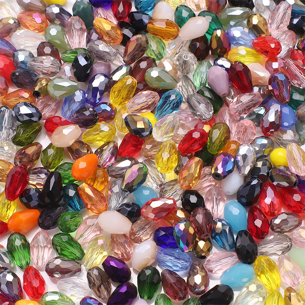 3x5/4x6/6x8/8x12/10x15mm Mixed Crystal Drop For DIY Making Earing Glass Teardrop Bead Crafts Material Jewelry Supplies Needlwork