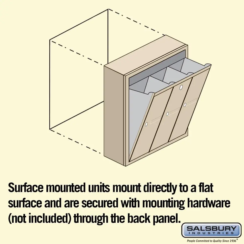 3503SSU Surface Mounted Vertical Mailbox for use with USPS Lock, 3 Doors, Sandstone