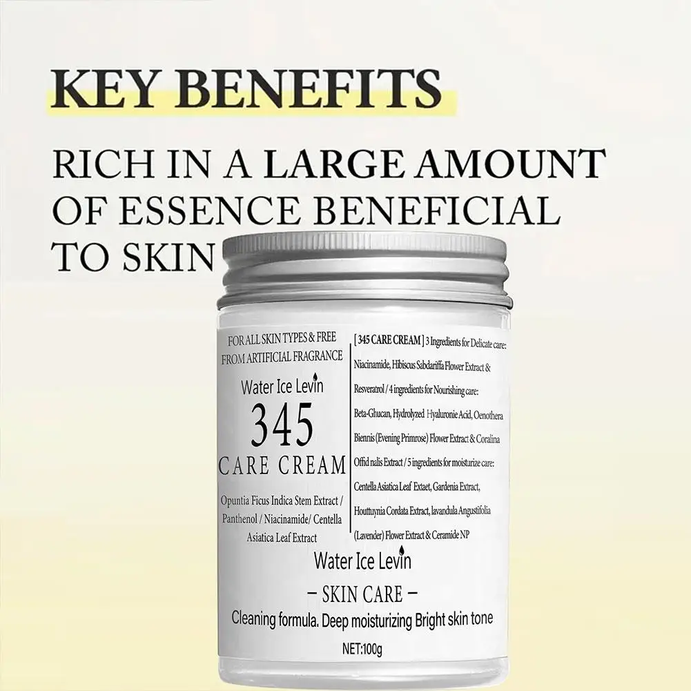 

Korean 345 Water Icelevin Face Moisturizing Cream 100g Nourishing & Smoothing Skin Brightening Repair The Skin Barrier