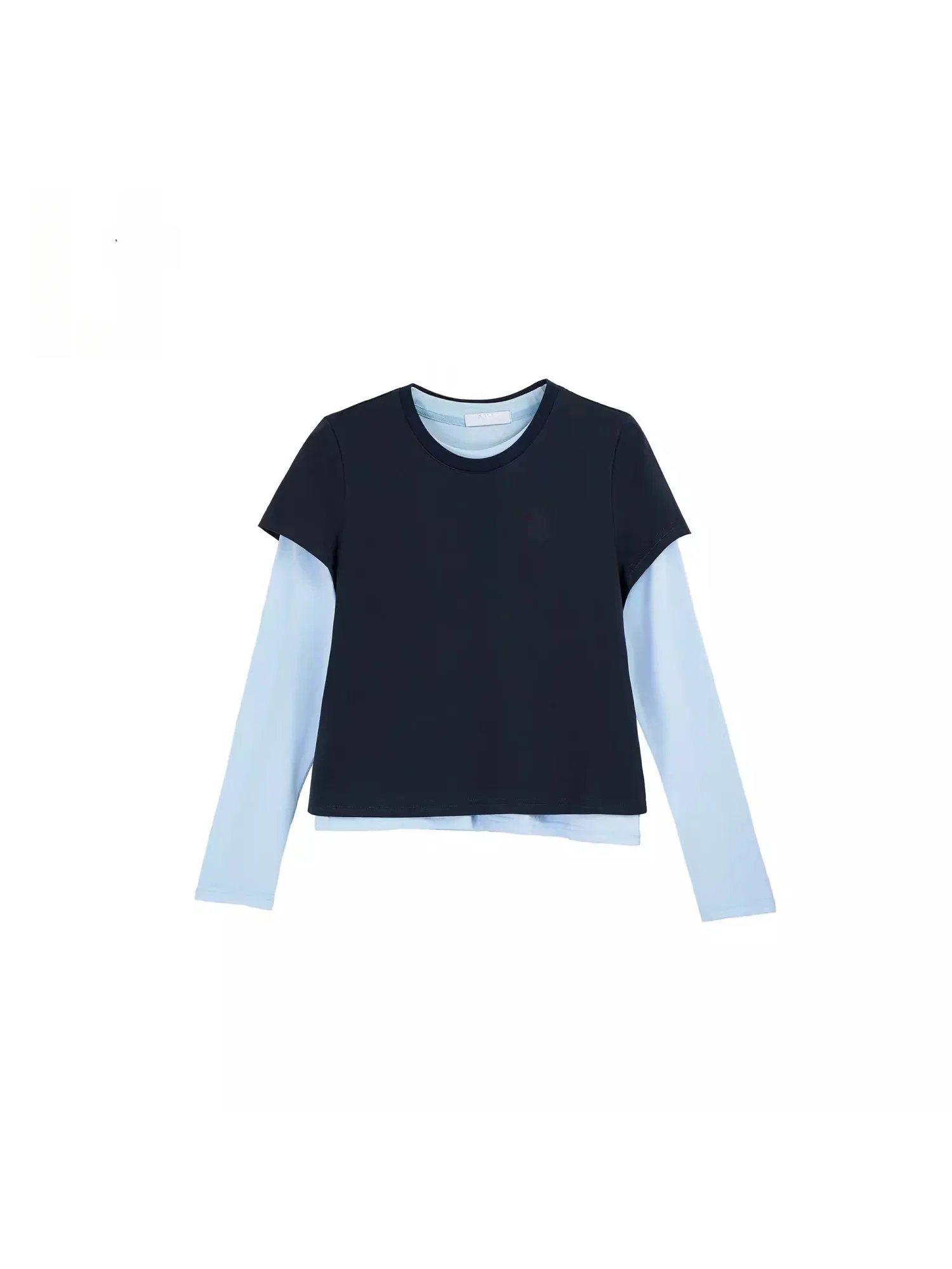 

Loose Sle Long Sve T-irt Color Blo Straight Cut Base irt Women's Spring New Faion Splice Top Skin-friendly Breat...