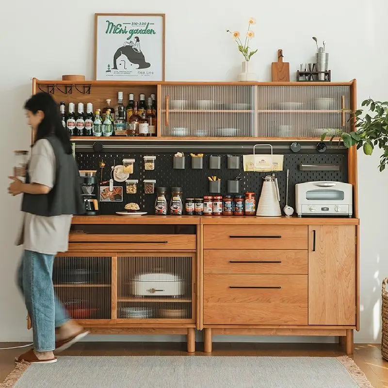 

side cave Nordic tea living room wine cabinet household against the wall Japanese storage kitchen locker high cabinet